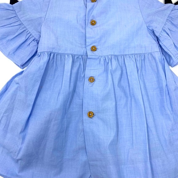 Zara-Smocked bodice babydoll dress w/bow details on sleeve / Size:9-12 Months - Picture 4 of 4